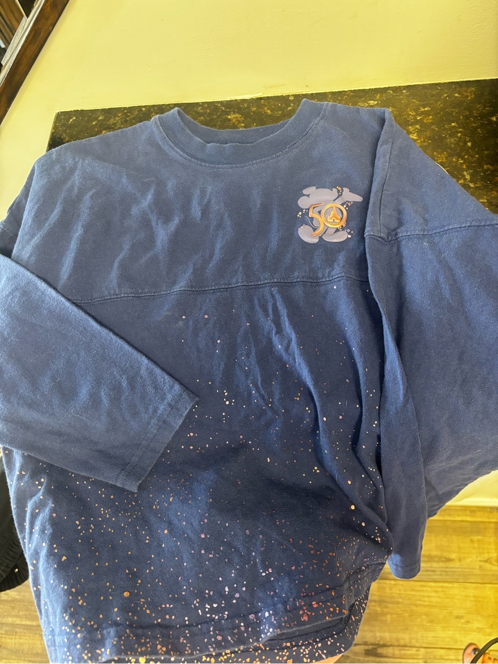 Disney Navy Blue Long-Sleeve Tee with Back Logo